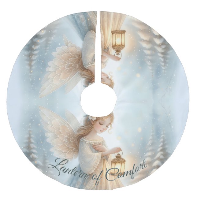 Celestial Winter Angel Lantern of Comfort Brushed Polyester Tree Skirt (Front)