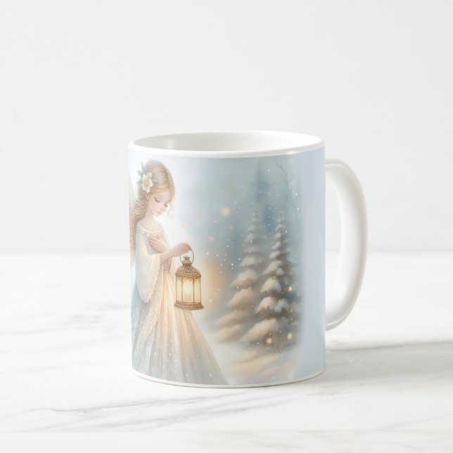 Celestial Winter Angel Lantern of Comfort Coffee Mug (Front Right)