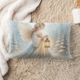 Celestial Winter Angel Lantern of Comfort Lumbar Pillow