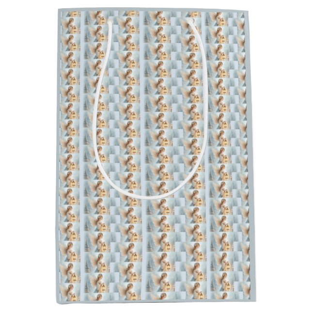 Celestial Winter Angel Lantern of Comfort Medium Gift Bag (Front)