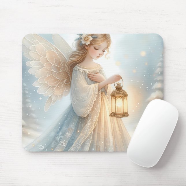 Celestial Winter Angel Lantern of Comfort Mouse Pad (With Mouse)