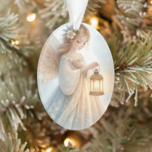 Celestial Winter Angel Lantern of Comfort Ornament