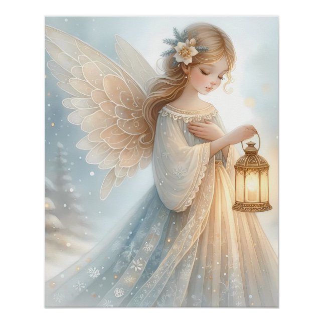 Celestial Winter Angel Lantern of Comfort Poster (Front)