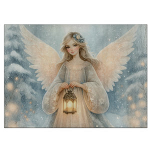 Celestial Winter Angel Lantern of Grace Cutting Board