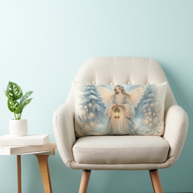 Celestial Winter Angel Lantern of Grace Lumbar Pillow (Chair)