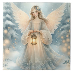 Celestial Winter Angel Lantern of Grace Tile