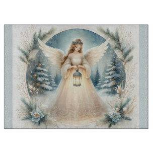 Celestial Winter Angel Lantern of Hope Cutting Board