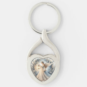 Celestial Winter Angel Lantern of Peace Keychain