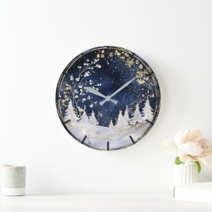 Celestial Winter Elegance Large Clock