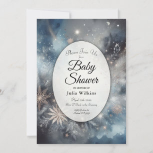 Celestial Winter Midnight Sparkle Baby Shower Invitation
