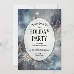 Celestial Winter Midnight Sparkle Holliday Party Invitation