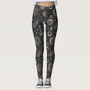 Celestial Witchcraft - Gold Moon, Potion Bottles Leggings