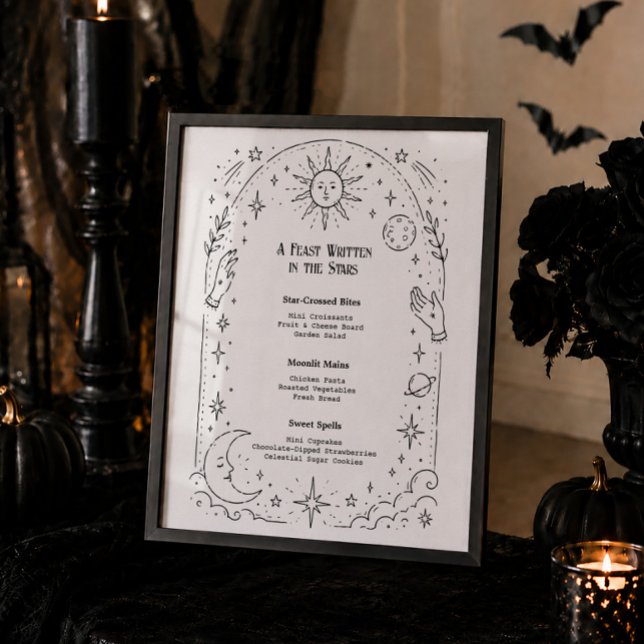 Celestial Witchy Halloween Bridal Shower Menu  Poster (Creator Uploaded)