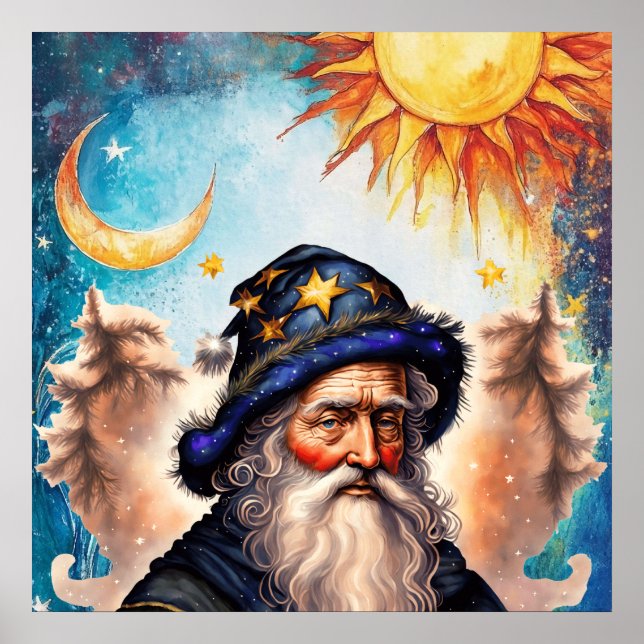Celestial Wizard Sun and Moon Poster (Front)