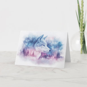 Celestial Wolf in the Snowy Forest Card