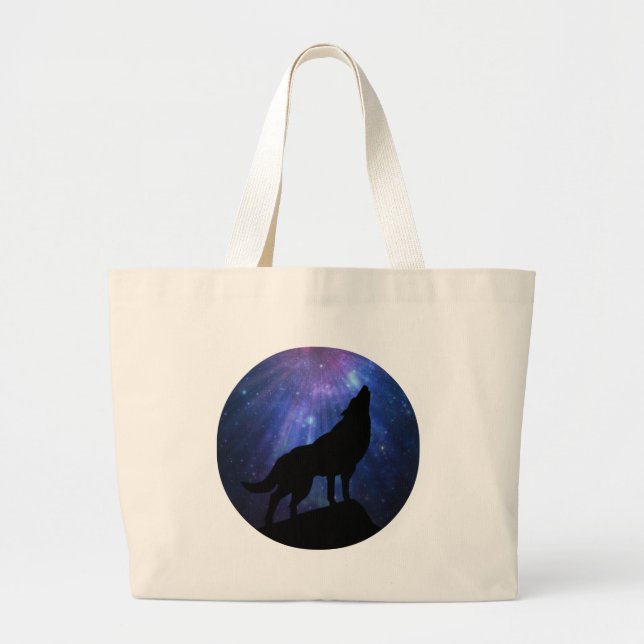Celestial Wolf Large Tote Bag (Front)