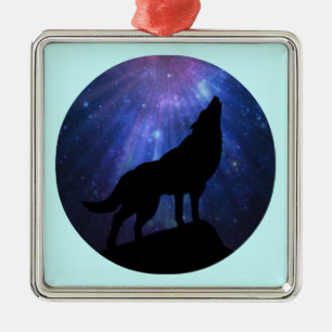 Celestial Wolf Metal Ornament