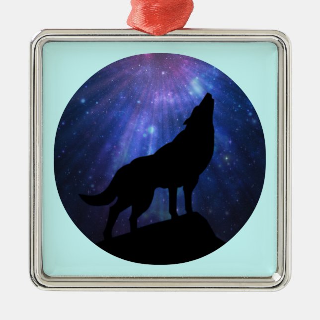 Celestial Wolf Metal Ornament (Front)
