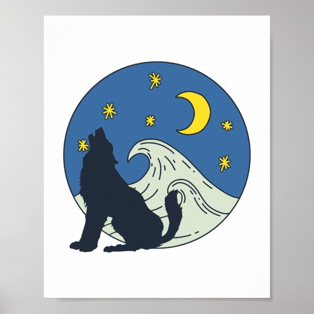 Celestial Wolf Mystical Art  Poster (Front)