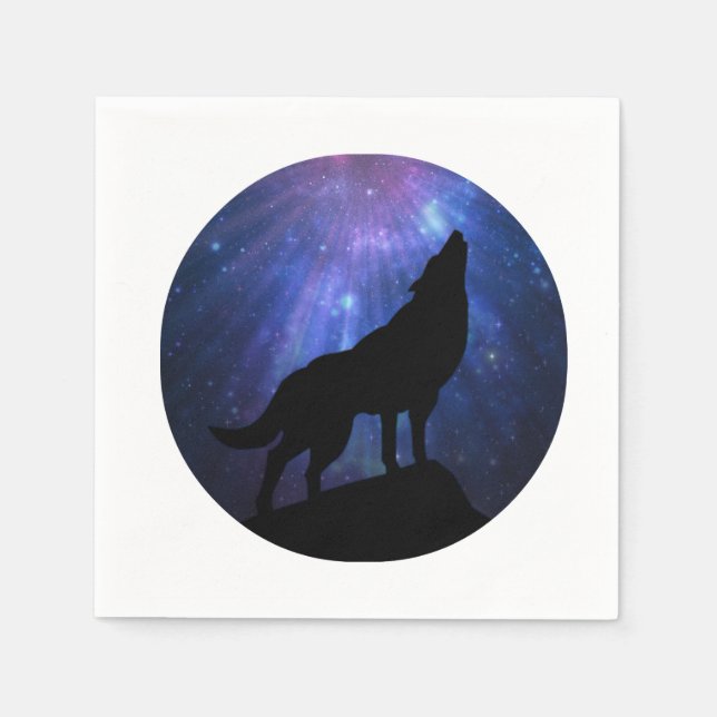 Celestial Wolf  Paper Party Napkin (Front)