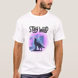 Celestial Wolf – Starry Night Howl Double Exposure T-Shirt