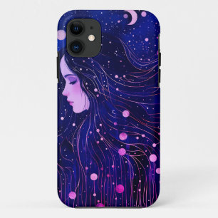 Celestial Woman Goddess Moon Stars Sky iPhone 11 Case