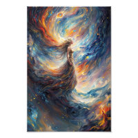 Celestial Woman in Fiery Cosmos Art