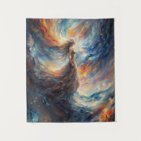Celestial Woman in Fiery Cosmos Art