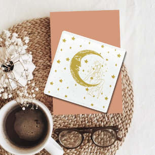 Celestial woman,moon stars,boho,elegant astronomy glass coaster
