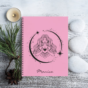 Celestial woman,moon stars,boho,elegant astronomy notebook