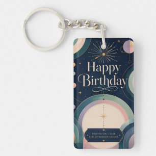 Celestial Wonder Birthday Greeting Keychain