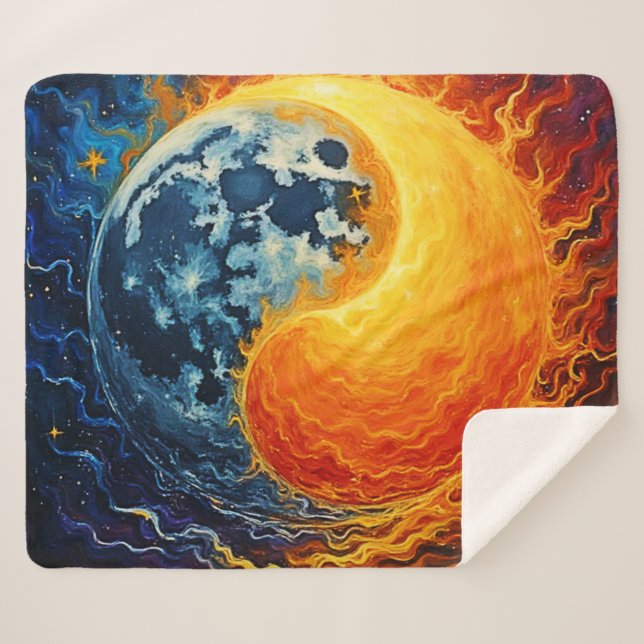 Celestial Yin Yang Art Sherpa Blanket (Front (Horizontal))