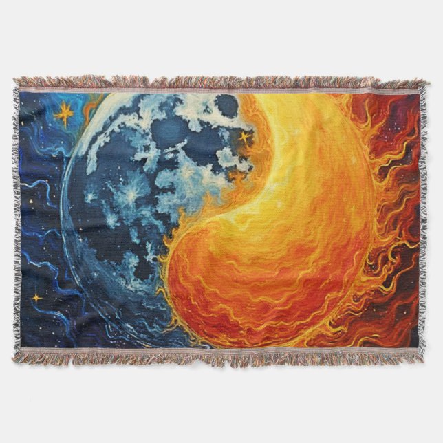 Celestial Yin Yang Art Throw Blanket (Front)