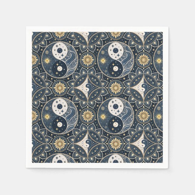 Celestial Yin Yang Mandala Design Pattern Art Napkin (Front)