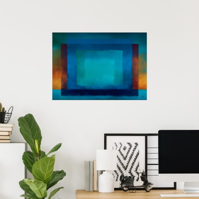 Celestial Zen Azure Stillness Blue Colour Field Poster (Home Office)