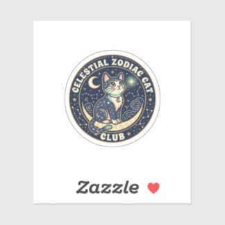 Celestial Zodiac Cat Cute Cat T-Shirt Design - Cel