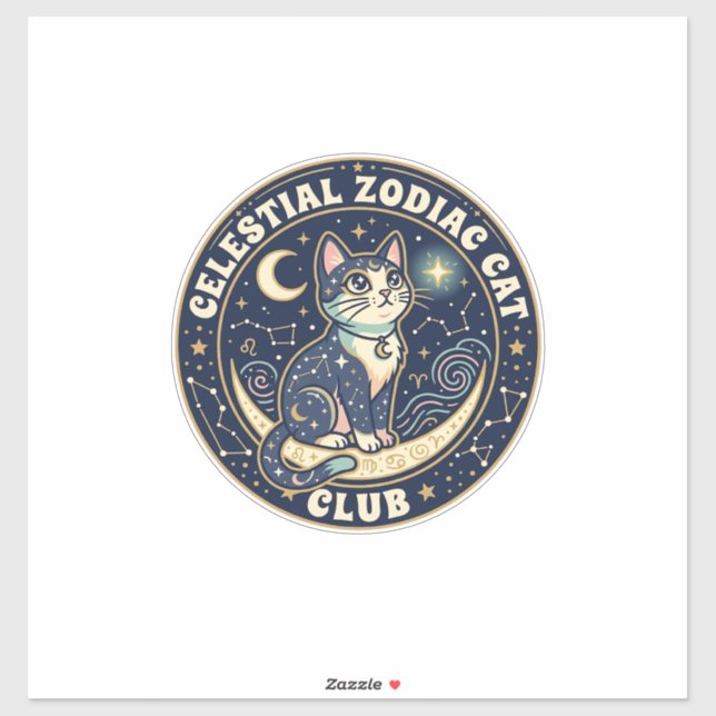 Celestial Zodiac Cat Cute Cat T-Shirt Design - Cel (Sheet)