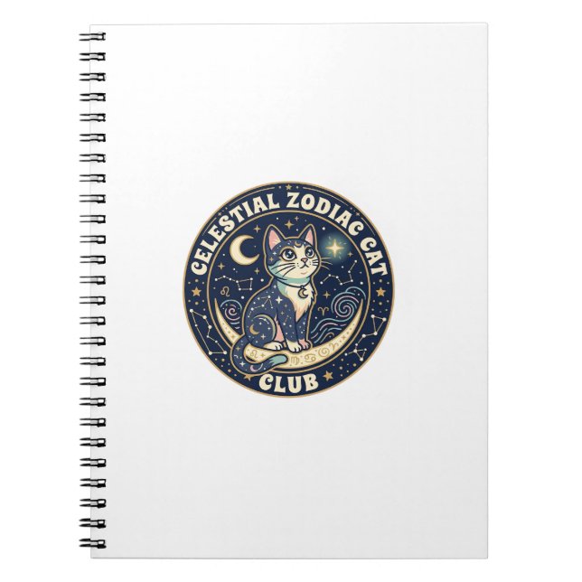 Celestial Zodiac Cat Cute Cat T-Shirt Design - Cel Notebook (Front)
