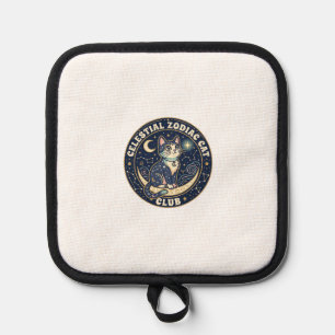 Celestial Zodiac Cat Cute Cat T-Shirt Design - Cel Pot Holder