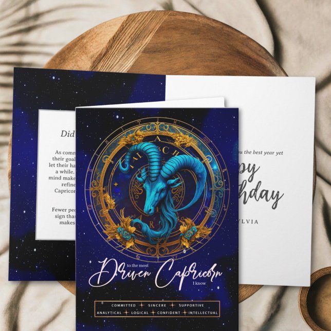 Celestial Zodiac Symbol Fantasy Capricorn Birthday Card (Creator Uploaded)