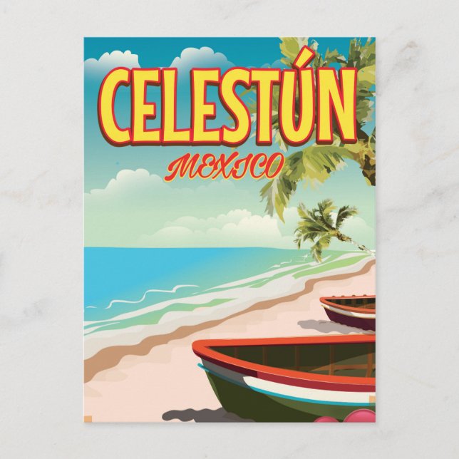 Celestún Mexico travel poster Postcard (Front)