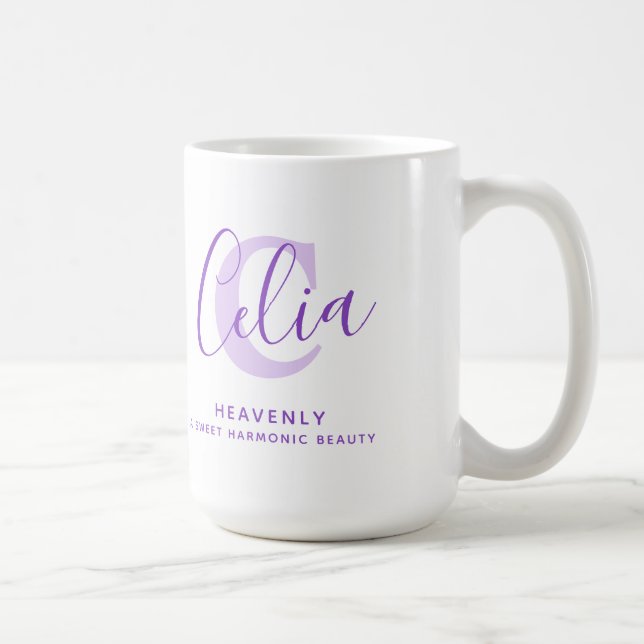Celia name meaning monogram C purple text Coffee Mug (Right)