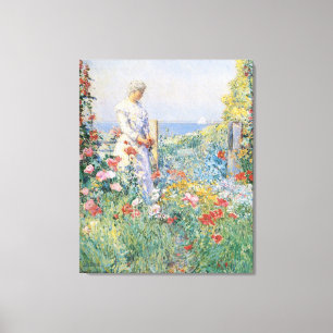 Celia Thaxter in Her Garden by Childe Hassam Canvas Print