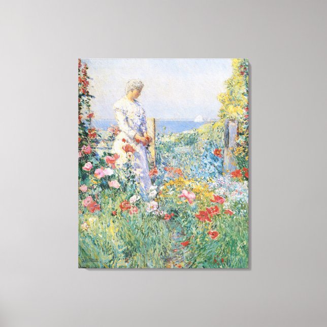 Celia Thaxter in Her Garden by Childe Hassam Canvas Print (Front)