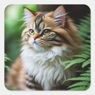 Celia The Cubby Persian Cat, Square Stickers