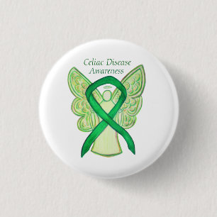Celiac Disease Awareness Angel Ribbon Art Pin