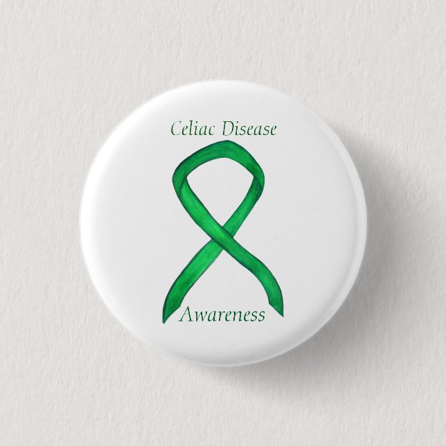 Celiac Disease Awareness Custom Ribbon Art Pin (Front)