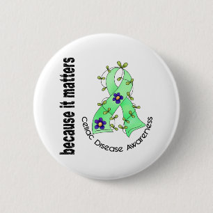 Celiac Disease Flower Ribbon 3 2 Inch Round Button