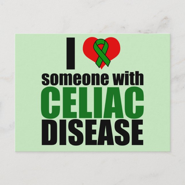 Celiac Disease Support Awareness Love Ribbon Postcard (Front)