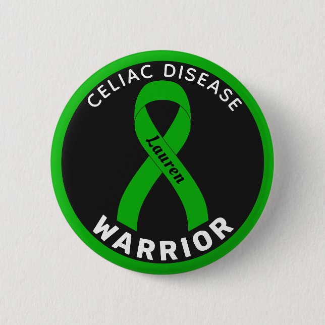 Celiac Disease Warrior Ribbon Black Button (Front)